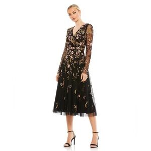 Mac Duggal 35103 NWT FLORAL EMBROIDERED A-LINE COCKTAIL DRESS